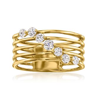 Ross-Simons Lab-Grown Diamond Multi-Row Ring in 18kt Gold Over Sterling
