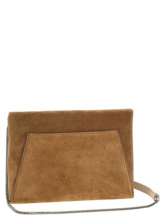 Brunello Cucinelli Womens Calfskin Clutch Brown Leather