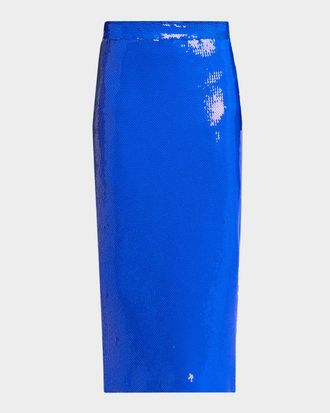 Sergio Hudson Sequined Midi Pencil Skirt