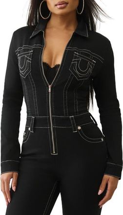 True Religion Knitigo Bootcut Jumpsuit in Black Rinse at Nordstrom, Size X-Small