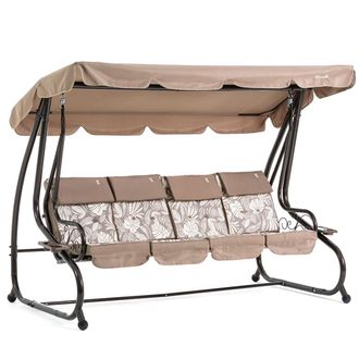 Siediti Fuori e Dentro Columpio de jard&iacute;n 4 plazas t&oacute;rtola reclinable tipo cama con techo