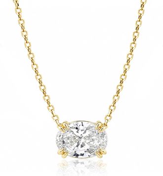 MAX + STONE 10K Gold Solitaire Oval Pendant Embellished with Swarovski Zirconia Various Stone Sizes