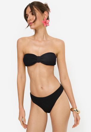 Lascana Bandeau-Bikini-Top LSCN BY LASCANA Lou, Damen, Gr. L, N-Gr, schwarz, Elasthan, Polyester, Strukturmuster, Bikini-Oberteile Bandeau-Bikini-Top, aus tre