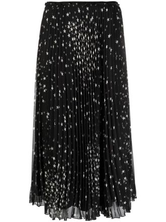 Red Valentino Plooirok met bloemenprint - Zwart