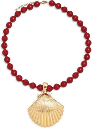 Petit Moments Creek Shell Pendant Necklace in Red/Gold at Nordstrom