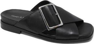 Django & Juliette Efri Wide Strap Flat Sandal in Black Leather at Nordstrom, Size 40