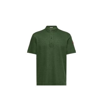 Moncler Moncler Cotton & Linen Blend Polo Shirt, Men, Green, Size: 3xl