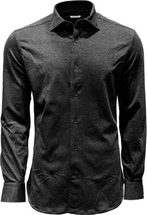 Mazzarelli Effen Shirt met Lange Mouwen - Heren - Casual Overhemden - Zwart - L - Leer - Overhemden