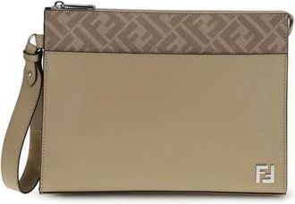 Fendi Beige Leren Clutch Tas