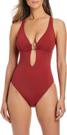 Bleu Rod Beattie Cross Back Mio One-Piece Swimsuit in Barcelona Red at Nordstrom, Size 10