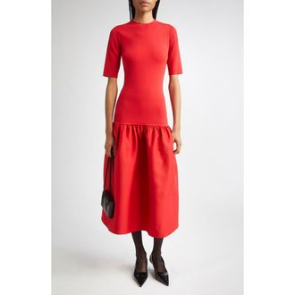 Toteme Twinflower Flounce Sweater Dress in Poppy at Nordstrom, Size 10 Us