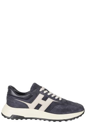 Hogan Blue Hyperlight Suede Smooth Leather Rubber Sole Sneakers