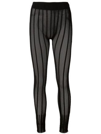 Issey Miyake striped mesh leggings - Black
