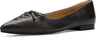 Lauren Ralph Lauren Londyn Lace-Up Nappa Leather Ballet Flats Womens Flat Shoes Black : 8.5 B - Medium