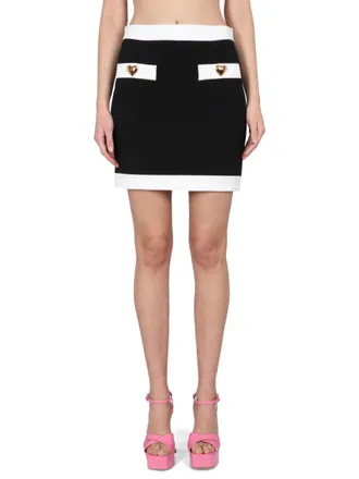 Moschino Heart Buttons Crepe Miniskirt