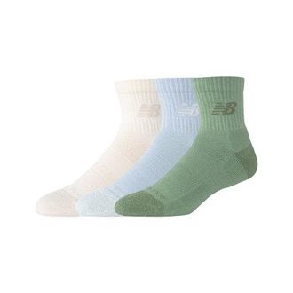 New Balance Unisex Active QTR Socks 3 Pack in Verde, Maglia di Poliestere, Taglia XL