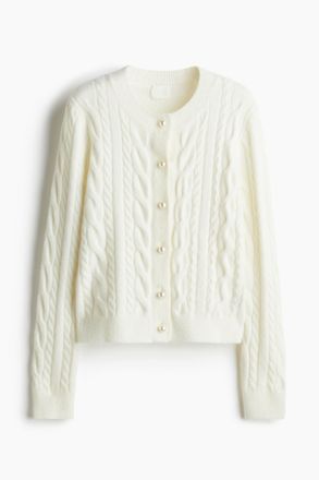 H&M Cardigan mit Zopfmuster - Weiss