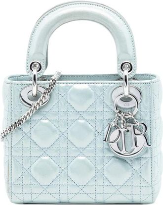 Dior 2015 Mini Iridescent Lambskin Cannage Lady Dior satchel - Blu