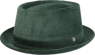 Lierys Classic Corduroy Pork Pie Hat by Men - Made in Italy Porkpie Cloth with Lining Autumn-Winter Winter - L (58-59 cm) Green