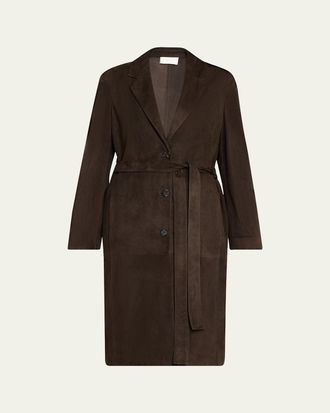 The Row Babilonia Suede Belted Single-Breasted Coat