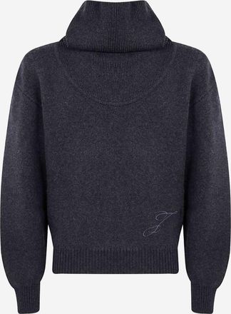 Jacquemus Grey Turtleneck Embroidered Logo Sweater