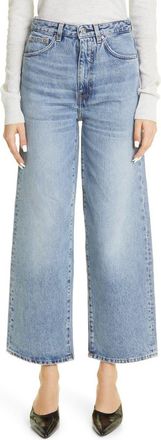Toteme Rigid Organic Cotton Flare Leg Jeans in Worn Blue at Nordstrom, Size 24 X 30