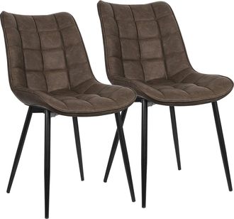 Woltu Pack De 2 Sillas De Comedor Asiento De Cuero Artificial Silla Dise&ntilde;o Silla Tapizada Estructura Met&aacute;lica Sill&oacute;n Con Respaldo Silla De Cocina Marrone - 