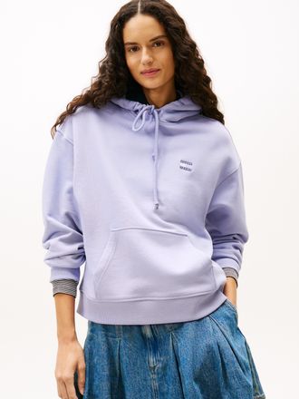 Tommy Jeans Hoodie TOMMY JEANS TJW BXY BADGE HOODIE EXT, Damen, Gr. 4XL (48), periwinkle dusk, Sweatware, Obermaterial: 100% Baumwolle, unifarben, bequem h&uuml;ftlang