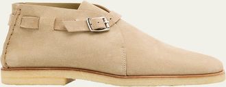 Christophe Lemaire Mens Buckle Slip-On Suede Desert Ankle Boots