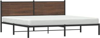 vidaXL Estructura De Cama Sin Colch&oacute;n Metal Roble Marr&oacute;n 200x200 Cm Vidaxl