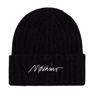 Moschino Accessoires, Dames, Zwart, ONE Size, Katoen, Gebreide Muts