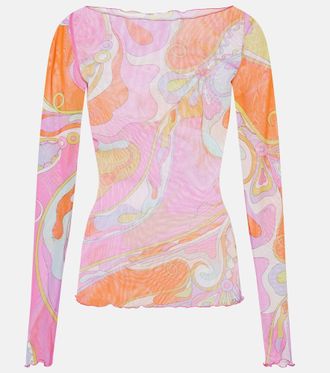Pucci Top Orchidee de tul semitransparente