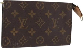 Louis Vuitton Pre-owned Accessory Pouch - Dames - Vintage Clutch - Bruin - ONE Size - Leer - Vintage
