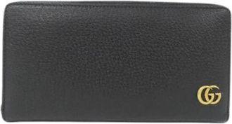 Gucci Pre-owned Wallets, male, Black, Size: ONE SIZE Pre-owned GG Marmont Leather Long Wallet