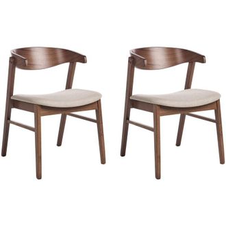 Beliani Set di 2 sedie da pranzo in stile tradizionale Seduta imbottita Legno scuro e beige Lilly
