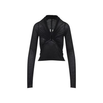 Rick Owens Black Cotton Allanah Long Sleeves Top-Donna