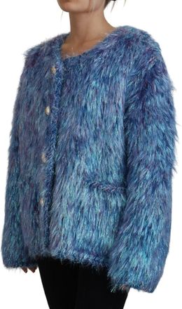 Dolce & Gabbana Womens Multicolor Polyester Fringes Coat Jacket Clothing