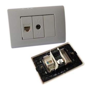 Trade Shop Trade Shop - Placca Placchetta 3 Posti Completa 1 Presa Tv 1 Presa Ethernet Rj45 Incasso 503