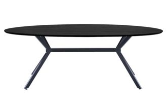 Woood Mesa oval Bruno de MDF con patas de acero