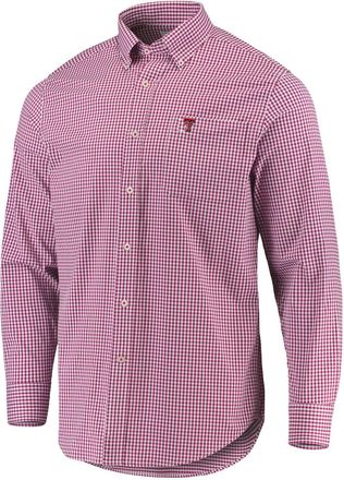 Southern Tide Mens Gingham Texas Tech Intercoastal Sport Shirt In Red/white