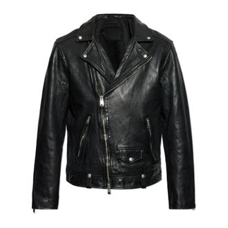 AllSaints Leren Jack Milo - Heren - Leren en Su&egrave;de Jassen - Zwart - L - Leer - Jassen