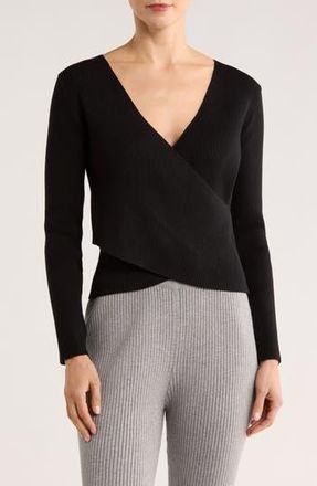Patrizia Luca Solid Faux Wrap Sweater in Black at Nordstrom Rack, Size X-Small