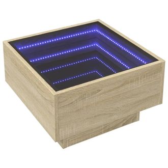 Berkfield Home Decorative Coffee Table with LED Sonoma Oak 50x50x30 cm Engineere in Light Tan | Size: 50 x 50 x 30 cm