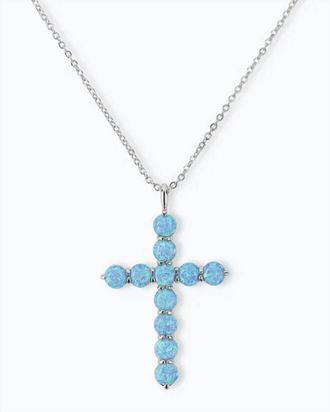 Melinda Maria Womens Oh She Fancy Opal Cross Pendant In Silver