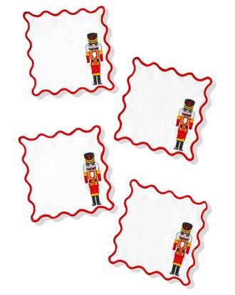 Tiramisu Set Of 4 Nutcracker Parade Embroidered Cocktail Napkins