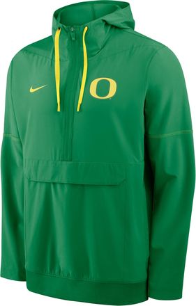Nike Oregon Sideline Anorak Nike Mens College 1/2-Zip Hooded Jacket in Green | 03AT394TUON-PTU