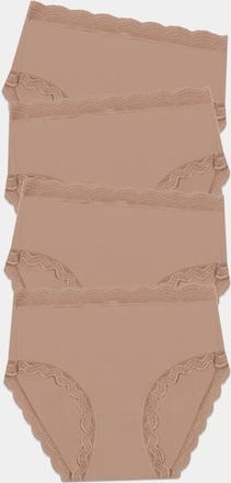 Stripe and Stare High Rise Four Pack in Latte at Nordstrom, Size X-Small