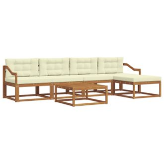 vidaXL Conjunto De Sof&aacute;s De Exterior Con Coj&iacute;n 6 Pcs Natural Y Crema Vidaxl