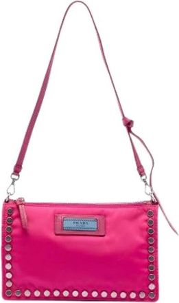 Prada Pre-owned Etiquette Crossbody Bag - Dames - Vintage Schoudertas - Roze - ONE Size - Nylon - Vintage