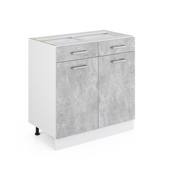 Vicco Mueble Bajo Universal R-line, Hormig&oacute;n, 80 Cm Con Cajones Y Puertas, Sin Encimera, Vicco